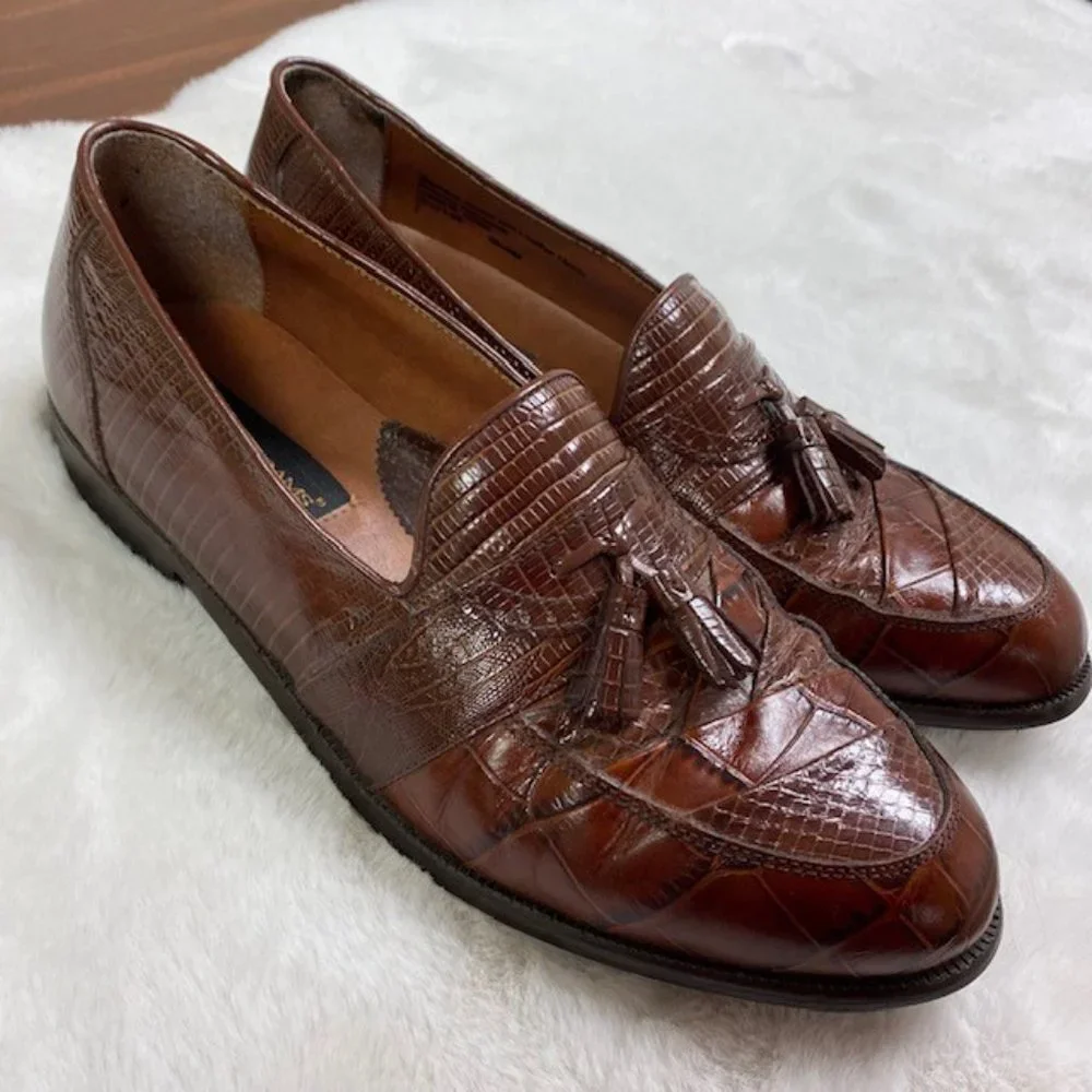 Stacy Adams Genuine Snake Skin & Leather Loafers,‎ size 10.5